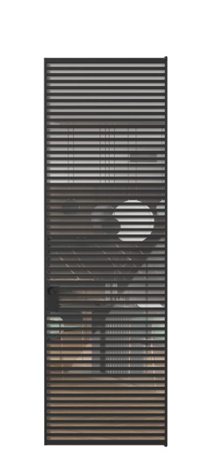 Алюминиевая дверь АЛПЛ040.07 Алюминий Черный Рефлективное прозрачное стекло "Стопсол", калёное Цена 236870  | Volhovec