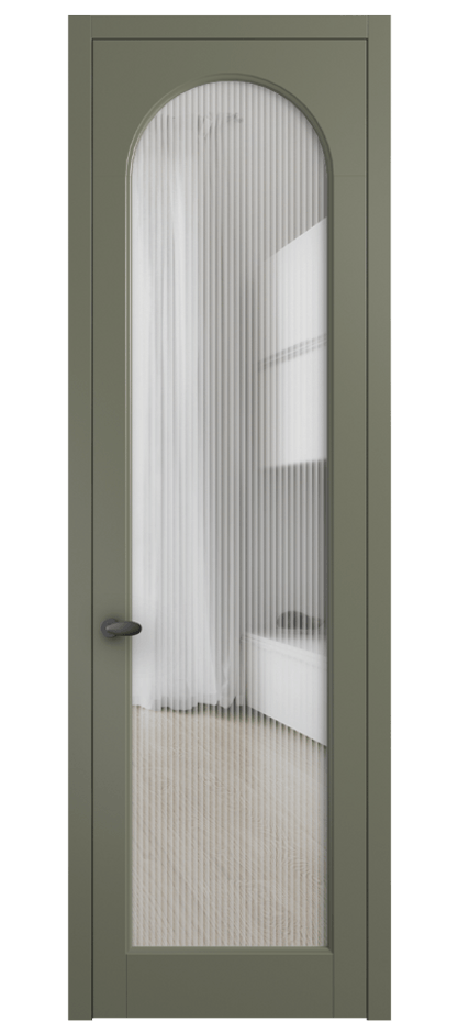 Межкомнатная дверь Палаццо 6804 Матовый оливковый тёмный Рифлёное стекло "Moru", триплекс Цена 105029 ₽ | Volhovec