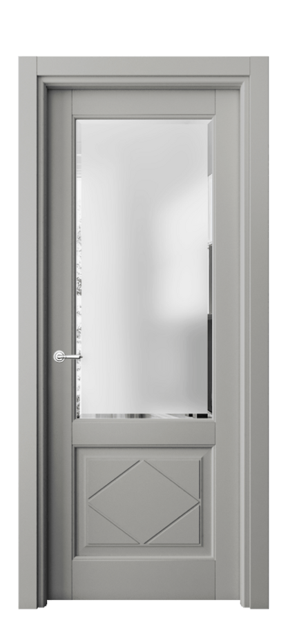 Межкомнатная дверь Тоскана Ромбо 6342 Бук нейтральный серый Сатинированное стекло с фацетом Цена 99399 ₽ | Volhovec