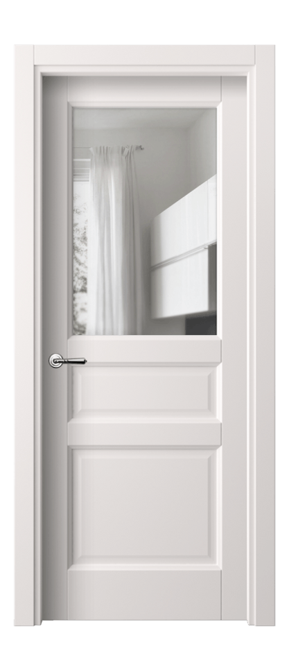 Межкомнатная дверь Галант 1432 ПЭТ кремово-серый Прозрачное стекло Цена 28149 ₽ | Volhovec