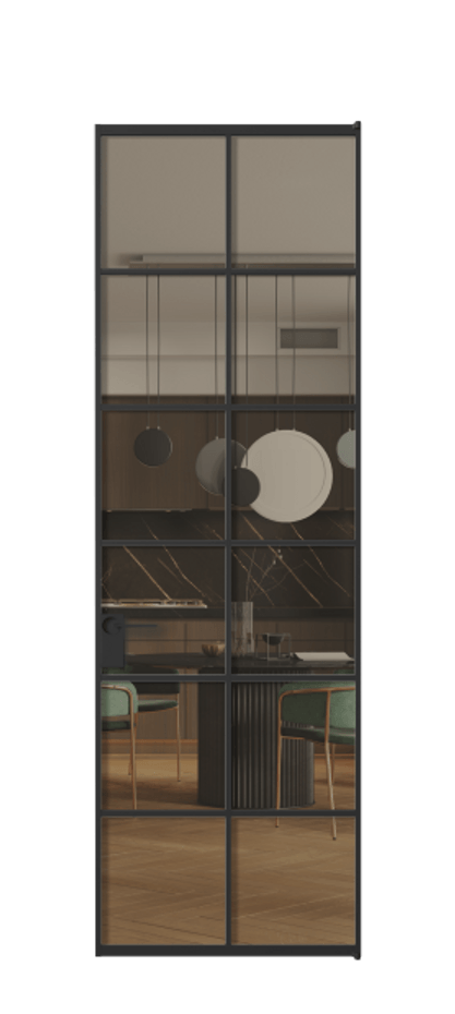 Алюминиевая дверь АЛПЛ040.05 Алюминий Черный Прозрачное бронзовое стекло, триплекс Цена 144470  | Volhovec