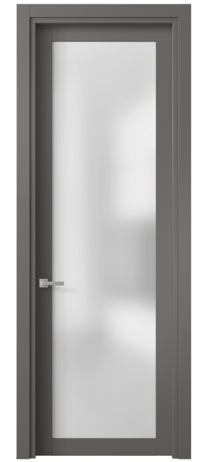 Межкомнатная дверь Планум 2102 Матовый классический серый Сатинированное стекло Цена 50599 ₽ | Volhovec