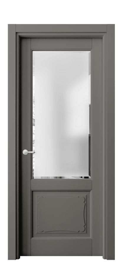 Межкомнатная дверь Тоскана Элегантэ 6322 Бук классический серый Сатинированное стекло с фацетом Цена 99399 ₽ | Volhovec