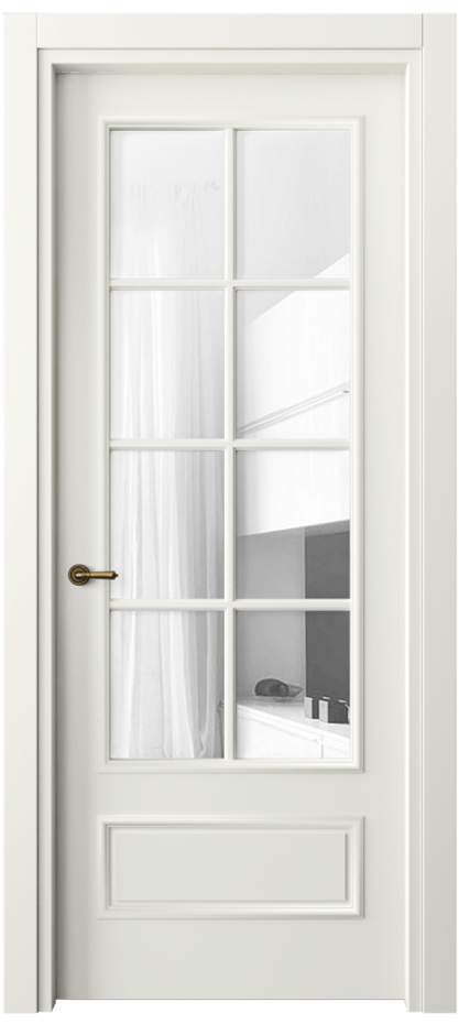 Дверь межкомнатная Париж 8112 Матовый жемчужный Прозрачное стекло Гладкий наличник МЖМ Цена 76999 ₽ Наличники уже входят в базовый комплект. Фабрика дверей Волховец 8 (800) 551 43 19 Межкомнатная дверь Париж 8112 Матовый жемчужный Прозрачное стекло Цена 76999 ₽| Volhovec