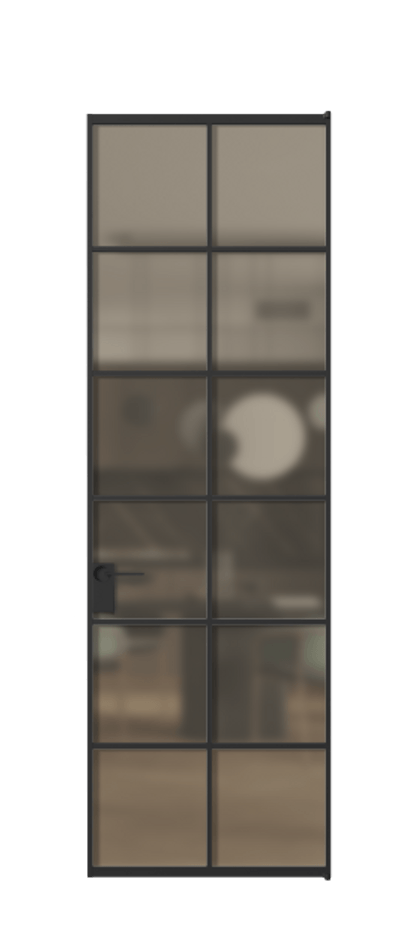 Алюминиевая дверь АЛПЛ040.05 Алюминий Черный Сатинированное бронзовое стекло, триплекс Цена 144470  | Volhovec