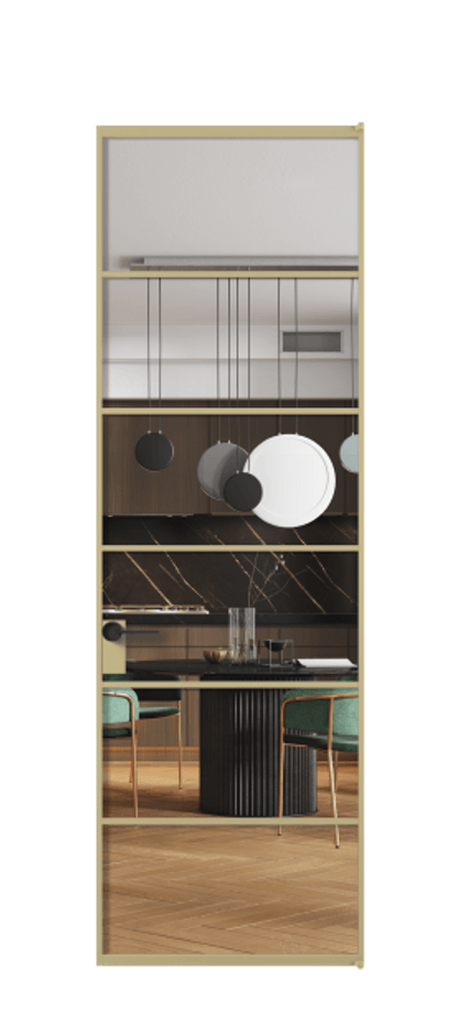 Алюминиевая дверь АЛПЛ040.04 Золотой Прозрачное стекло "Кристал Вижн", калёное Цена 179770  | Volhovec