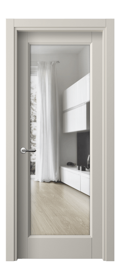 Межкомнатная дверь Галант 1402 ПЭТ светло-серый Прозрачное стекло Цена 28149 ₽ | Volhovec