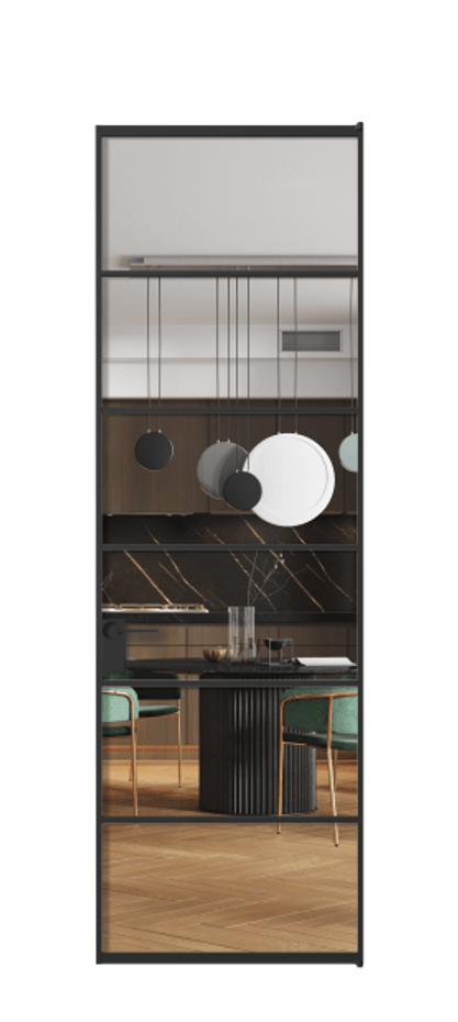 Алюминиевая дверь АЛПЛ040.04 Алюминий Черный Прозрачное стекло "Crystal Vision", калёное Цена 152470  | Volhovec