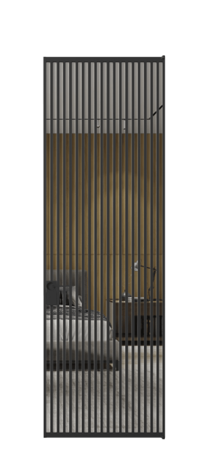 Алюминиевая дверь АЛПЛ040.06 Алюминий Черный Двустороннее зеркало, триплекс , триплекс 6 мм Цена 221770  | Volhovec