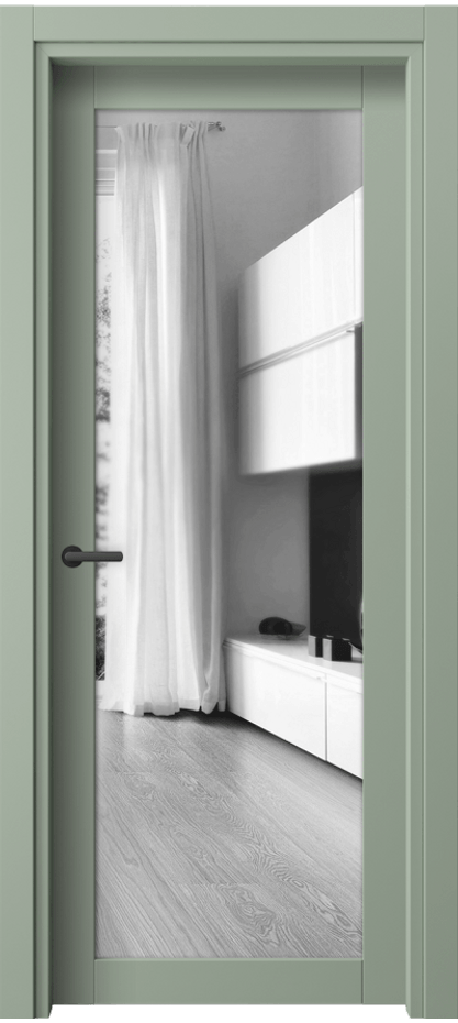 Межкомнатная дверь Нео 2102 ПЭТ светло-оливковый Двустороннее зеркало, триплекс Цена 34899 ₽ | Volhovec