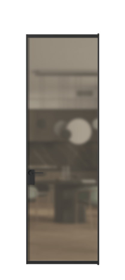 Алюминиевая дверь АЛПЛ040.01 Алюминий Черный Сатинированное бронзовое стекло, триплекс Цена 133270  | Volhovec