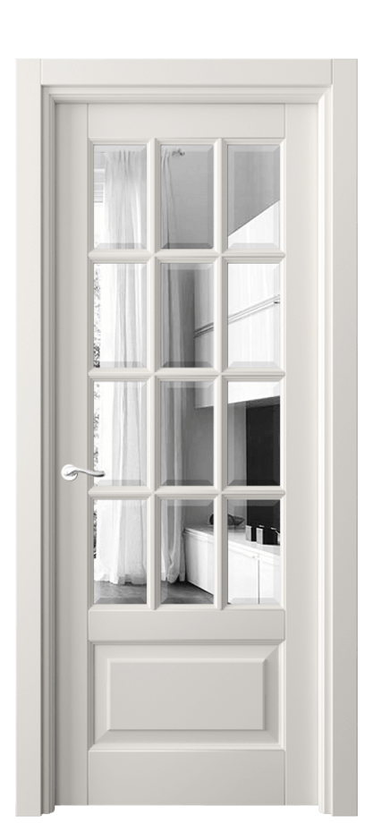 Межкомнатная дверь Лигнум 0728 Бук пудровый белый Двустороннее зеркало с фацетом, триплекс Цена 124599 ₽ | Volhovec