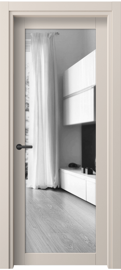 Межкомнатная дверь Нео 2102 ПЭТ пудровый бежевый Двустороннее зеркало, триплекс Цена 28149 ₽ | Volhovec