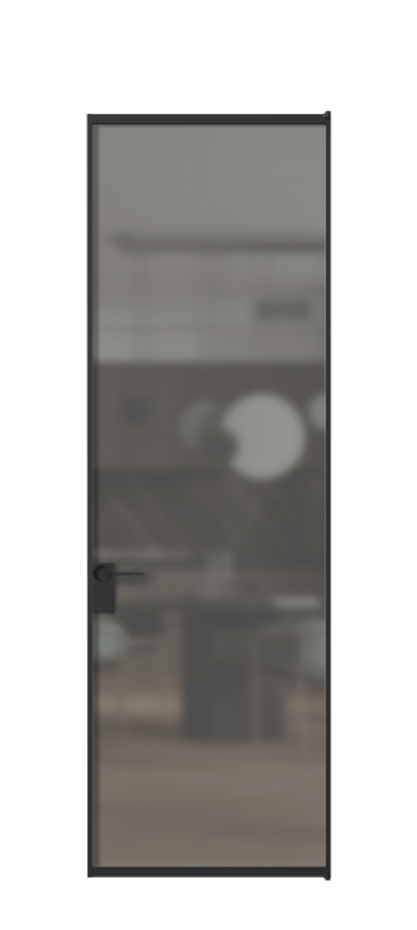 Алюминиевая дверь АЛПЛ040.01 Алюминий Черный Сатинированное серое стекло, триплекс Цена 133270  | Volhovec