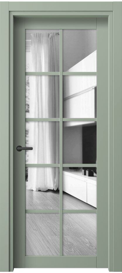 Межкомнатная дверь Нео 2106 ПЭТ светло-оливковый Двустороннее зеркало, триплекс Цена 31224 ₽ | Volhovec