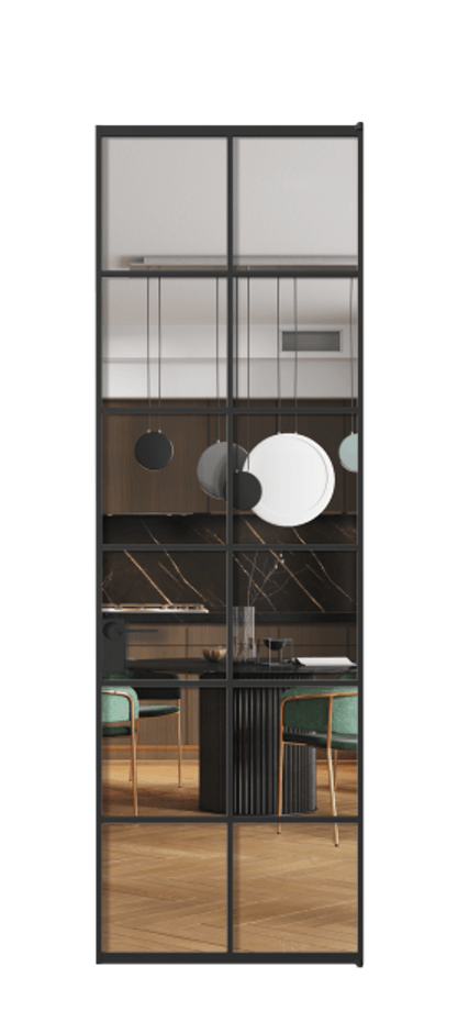 Алюминиевая дверь АЛПЛ040.05 Алюминий Черный Прозрачное стекло "Crystal Vision", калёное Цена 152470  | Volhovec