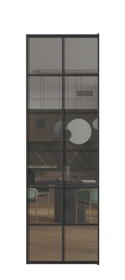 Алюминиевая дверь АЛПЛ040.05 Алюминий Черный Прозрачное серое стекло, триплекс Цена 144470  | Volhovec