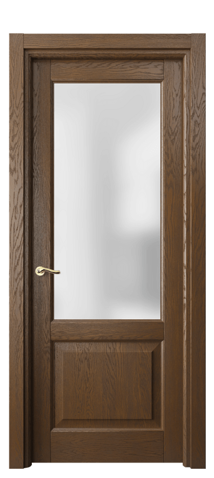 Межкомнатная дверь Лигнум 0740 Дуб королевский брашированный Сатинированное стекло Цена 148399 ₽ | Volhovec