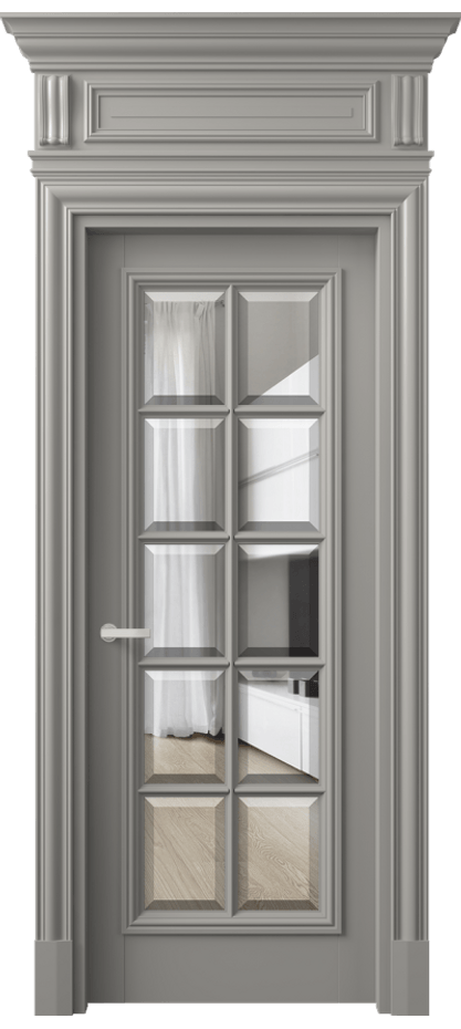 Межкомнатная дверь Антик 7310 Матовый нейтральный серый Прозрачное стекло с фацетом Цена 187359 ₽ | Volhovec