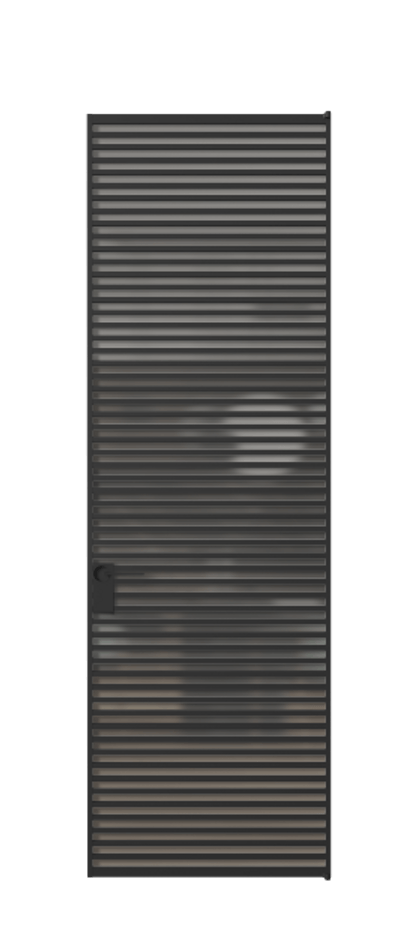 Алюминиевая дверь АЛПЛ040.07 Алюминий Черный Сатинированное серое стекло, триплекс Цена 221770  | Volhovec