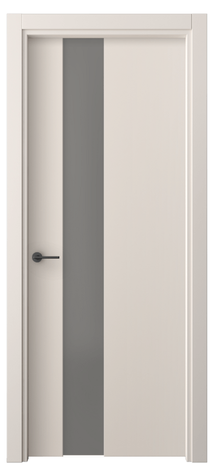 Межкомнатная дверь Фридом 4224 ПЭТ пудровый бежевый Сатинированное серое стекло, триплекс Цена 31749 ₽ | Volhovec