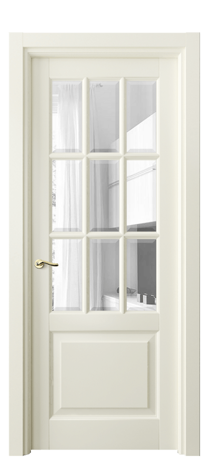 Межкомнатная дверь Лигнум 0748 Бук молочно-белый Прозрачное стекло с фацетом Цена 122599 ₽ | Volhovec