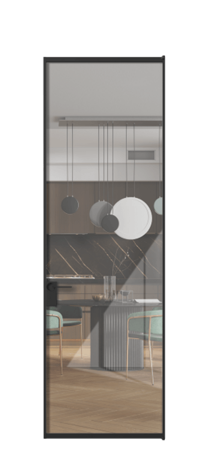 Алюминиевая дверь АЛПЛ040.01 Алюминий Черный Рефлективное прозрачное стекло "Stopsol", калёное Цена 141270  | Volhovec