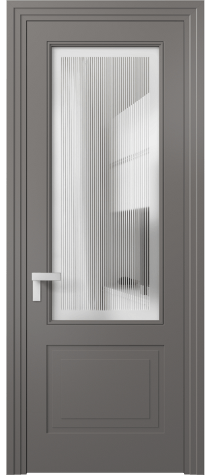 Межкомнатная дверь Рокка 8352 Матовый классический серый Сатинированное с гравировкой "Каннелюры", триплекс Цена 91899 ₽ | Volhovec