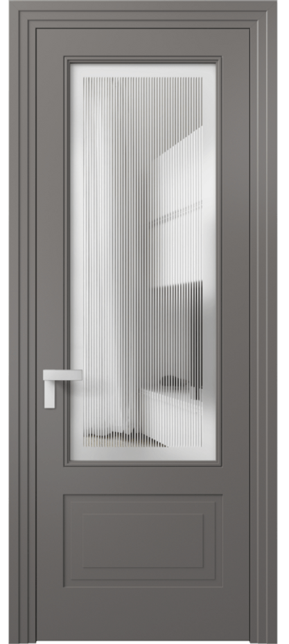 Межкомнатная дверь Рокка 8342 Матовый классический серый Сатинированное с гравировкой "Каннелюры", триплекс Цена 91899 ₽ | Volhovec