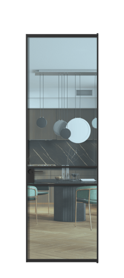 Алюминиевая дверь АЛПЛ040.02 Алюминий Черный Прозрачное голубое стекло, триплекс Цена 138970  | Volhovec