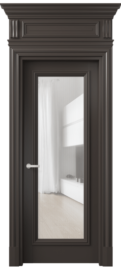 Межкомнатная дверь Антик 7300 Бук антрацит Рифлёное стекло "Дюна", триплекс Цена 168609 ₽ | Volhovec