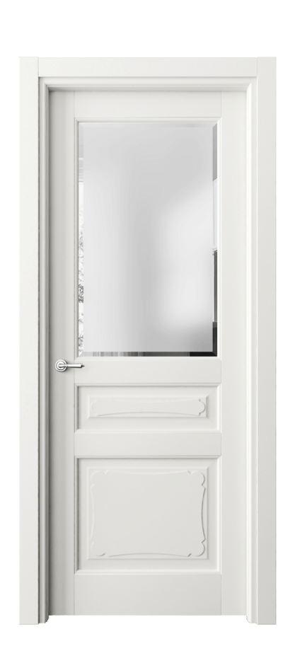 Межкомнатная дверь Тоскана Элегантэ 6324 Бук серый Сатинированное стекло с фацетом Цена 103199 ₽ | Volhovec