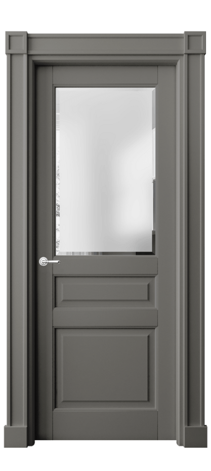 Межкомнатная дверь Тоскана Плано 6304 Бук классический серый Сатинированное стекло с фацетом Цена 136139 ₽ | Volhovec