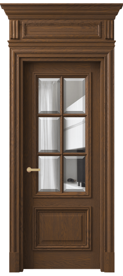 Межкомнатная дверь Антик 7312 Дуб каштановый матовый Прозрачное стекло с фацетом Цена 295549 ₽ | Volhovec