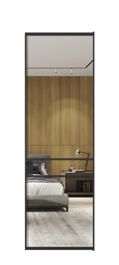 Алюминиевая дверь АЛПЛ040.02 Алюминий Черный Двустороннее зеркало, триплекс , триплекс 6 мм Цена 138970  | Volhovec