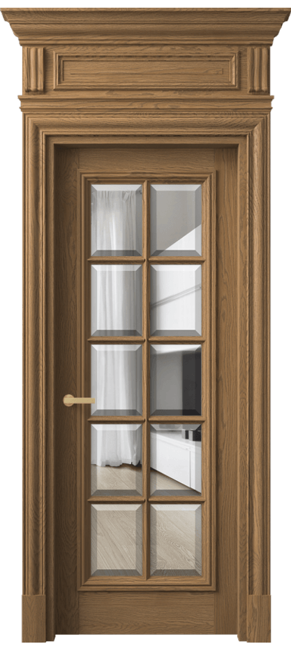 Межкомнатная дверь Антик 7310 Дуб мускатный матовый Прозрачное стекло с фацетом Цена 295549 ₽ | Volhovec