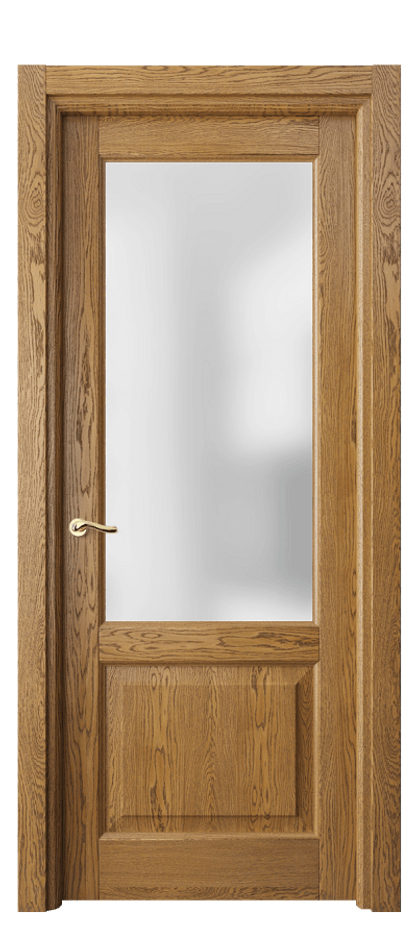 Межкомнатная дверь Лигнум 0740 Дуб медовый брашированный Сатинированное стекло Цена 143799 ₽ | Volhovec