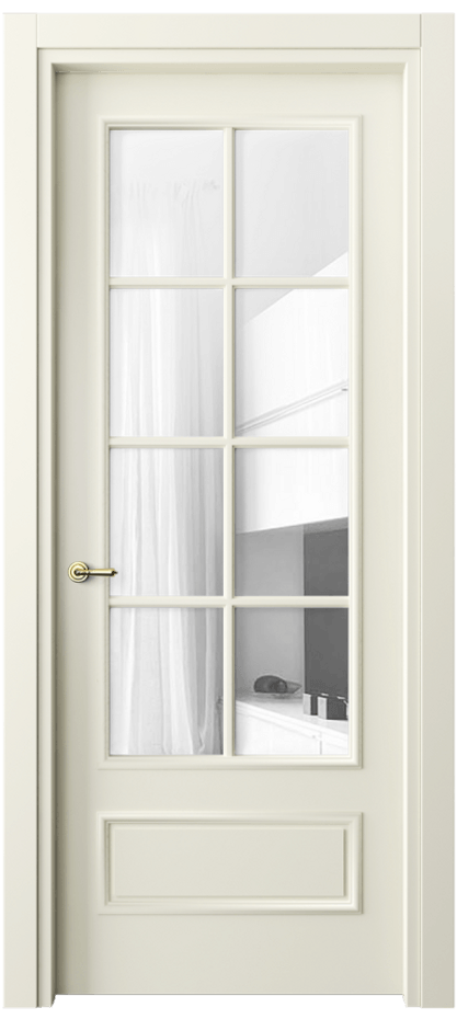 Межкомнатная дверь Париж 8112 Матовый молочно-белый Прозрачное стекло Цена 76999 ₽| Volhovec