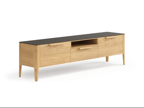 Мебель ТВ тумба Пьега. Цвет Дуб пшеничный матовый. Материал Массив дуба матовый. Коллекция ТВ тумба Пьега. Картинка.