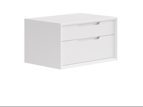 Мебель Тумба подвесная прикроватная Вельвет 2 ящика. Цвет Матовый пудровый белый. Материал Гладкая эмаль. Коллекция Тумба подвесная прикроватная Вельвет 2 ящика. Картинка.