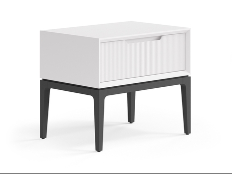 Мебель Тумба прикроватная Вельвет 1 ящик. Цвет Матовый пудровый белый. Материал Гладкая эмаль. Коллекция Тумба прикроватная Вельвет 1 ящик. Картинка.