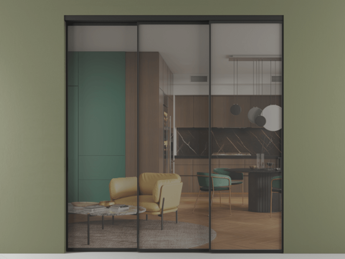 Перегородка Formato внутри проёма 3 створки с синхронным механизмом АЛПР 040.01 Алюминий Черный Прозрачное серое стекло, триплекс. Скрытый короб ЧЕР Цена 355900 ₽ 1. Полотно 3 шт. (800/2100 мм)
2. Комплект установки раздвижной системы
3. Базовый комплект фурнитуры
4. Комплект фурнитуры телескопик синхро-2
5.Ручка RONDO
. Фабрика дверей Волховец 8 (800) 551 43 19 Перегородка Formato внутри проёма 3 створки с синхронным механизмом АЛПР 040.01 Алюминий Черный Прозрачное серое стекло, триплекс Цена 355900 ₽ | Volhovec