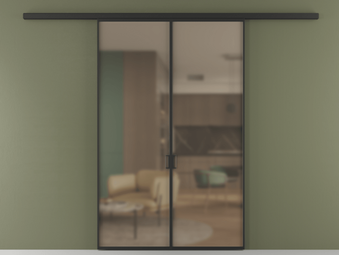 Перегородка Formato вдоль стены 2 створки АЛПР 040.01 Алюминий Черный Сатинированное бронзовое стекло, триплекс Цена 213300 ₽ | Volhovec