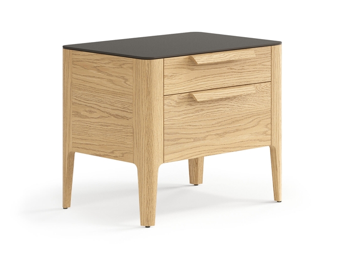 Мебель Тумба прикроватная Пьега 2 ящика. Цвет Дуб соломенный матовый. Материал Массив дуба матовый. Коллекция Тумба прикроватная Пьега 2 ящика. Картинка.