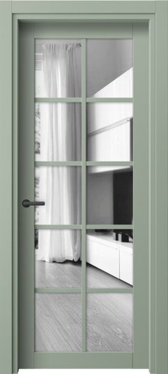 Дверь межкомнатная 2106 ПЭСО ДВ ЗЕР. Цвет ПЭТ светло-оливковый. Материал ПЭТ. Коллекция Нео. Картинка.