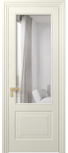 Дверь межкомнатная 8352 ММБ Двустороннее зеркало. Цвет Матовый молочно-белый. Материал Гладкая эмаль. Коллекция Рокка. Картинка.