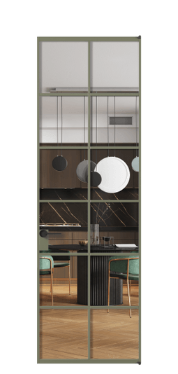 Дверь межкомнатная АЛПЛ040.05 Crystalvision АОТ. Цвет Алюминий оливковый тёмный. Материал Алюминий в эмали. Коллекция Формато. Картинка.