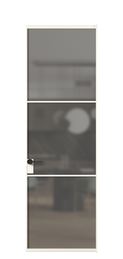 Дверь межкомнатная АЛПЛ040.03 АПБЛ Серый сатин триплекс. Цвет Алюминий пудровый белый. Материал Алюминий в эмали. Коллекция Формато. Картинка.