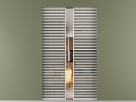 Алюминевая перегородка skr2_07_ Алюминий пудровый белый Серый сатин матовое. Цвет Алюминий пудровый белый. Материал Алюминий в эмали. Коллекция Перегородка Формато скрытый пенал 2 створки. Картинка.