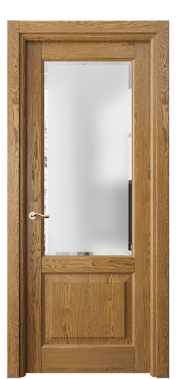 Дверь межкомнатная 0740 ДМД.Б Сатинированное стекло с фацетом. Цвет Дуб медовый брашированный. Материал Массив дуба брашированный. Коллекция Лигнум. Картинка.